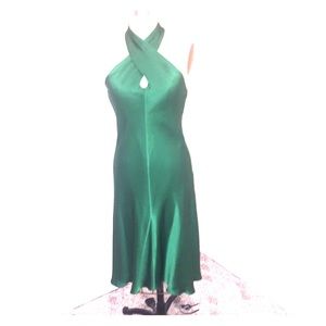 Kelly green Banana Republic twist halter dress